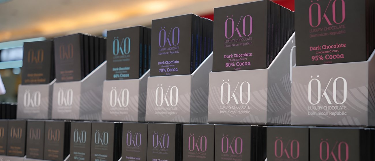 Barras de chocolate Öko Caribe expuestas