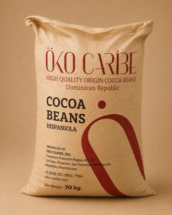 Saco de 70 kg de granos de cacao Hispaniola convencional de Öko Caribe